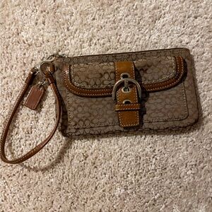 Coach Brown Monogram Wristlet